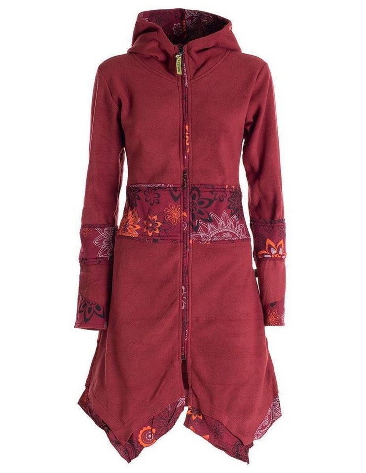 Vishes Kurzmantel Fleece Mantel Fleecemantel Hooded Cardigan Zipfelkapuzenjacke Goa, Gothik, Ethno, Boho Style von Vishes