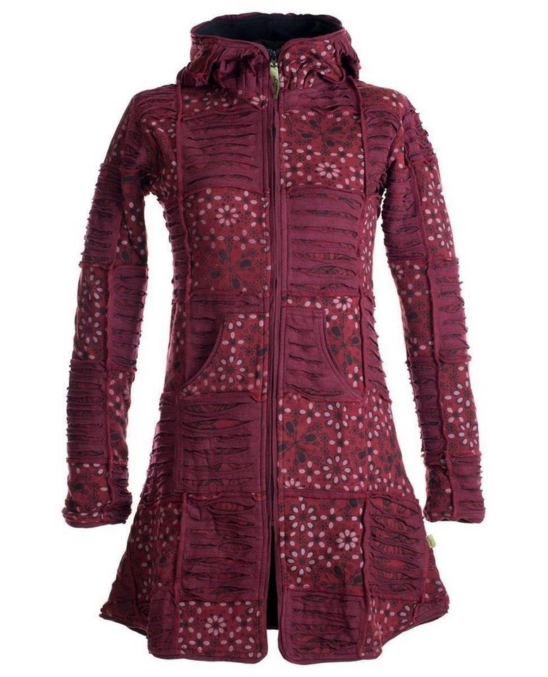 Vishes Kurzmantel Patchwork Mantel mit Cutwork Fleece gefüttert Hippie, Ethno, Boho Style von Vishes
