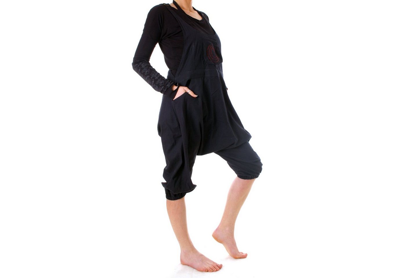 Vishes Latzhose Kurze Harems Latzhose aus gewebter Baumwolle Pumphose, Pluderhose, Goa, Ethno, Hippie Style von Vishes