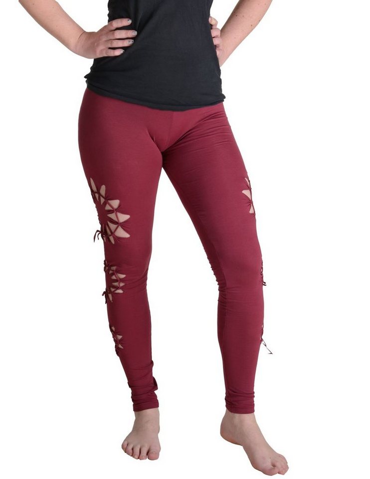 Vishes Leggings Geknüpfte Cutwork Leggings aus Baumwolle mit Kreisen Goa, Yoga, Hpppie Style von Vishes