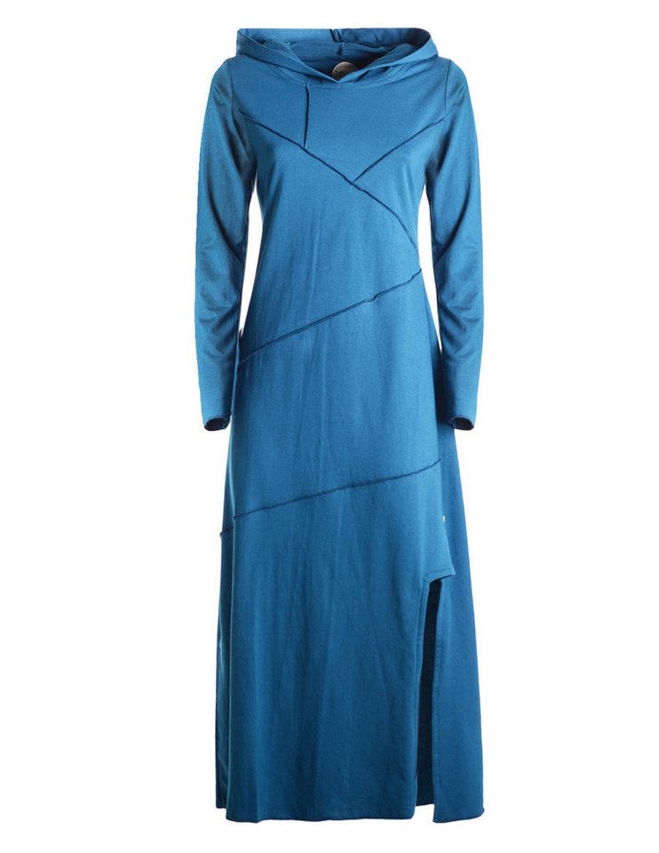 Vishes Maxikleid Damen knöchellanges Kleid Baumwolle Patchwork Design Kapuzenkleid Alternative Bekleidung, Ethno, Hippie, Retro Style von Vishes