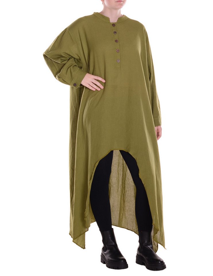 Vishes Maxikleid Oversize Shirtkleid Einheitsgröße XXXL mit Holzknopfleiste Alternative Bekleidung, Ethno, Hippie, Retro Style von Vishes
