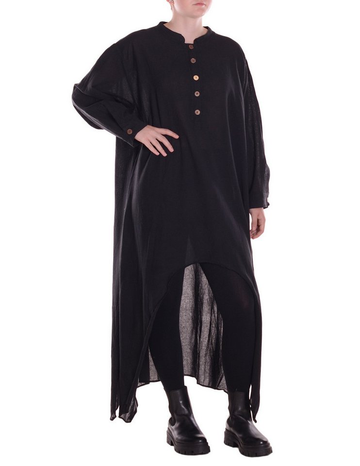 Vishes Maxikleid Oversize Shirtkleid Einheitsgröße XXXL mit Holzknopfleiste Alternative Bekleidung, Ethno, Hippie, Retro Style von Vishes