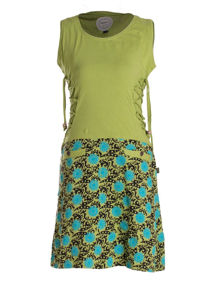 Vishes Minikleid Damen Sommerkleid armlos-es Blumen-Kleid Tunika-Kleid T-Shirtkleid Boho, Goa, Guru Style von Vishes