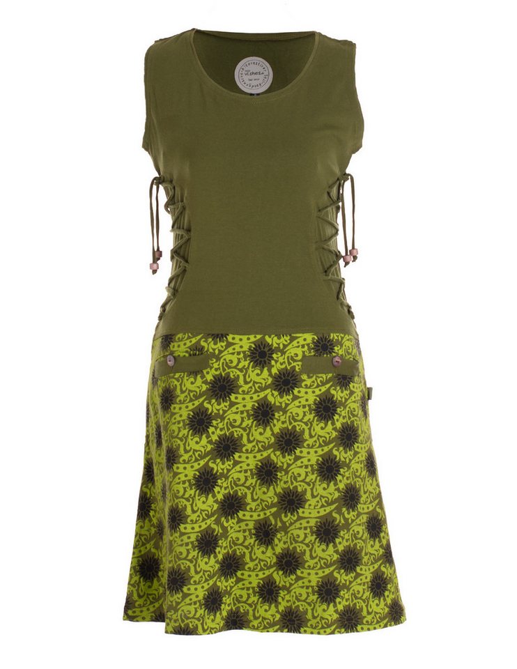 Vishes Minikleid Damen Sommerkleid armlos-es Blumen-Kleid Tunika-Kleid T-Shirtkleid Boho, Goa, Guru Style von Vishes