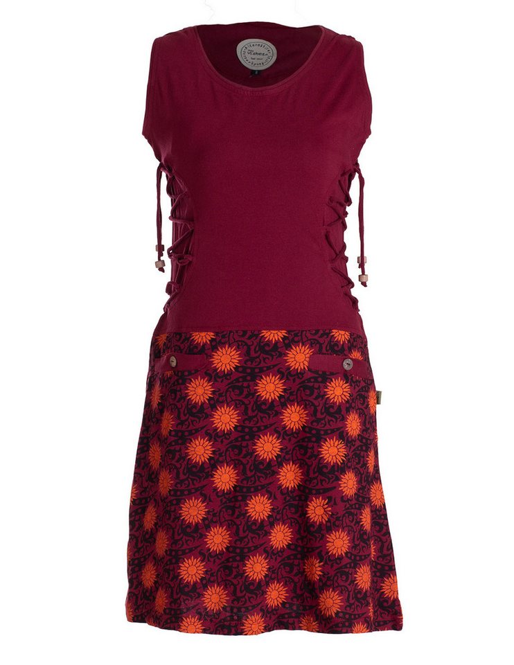 Vishes Minikleid Damen Sommerkleid armlos-es Blumen-Kleid Tunika-Kleid T-Shirtkleid Boho, Goa, Guru Style von Vishes