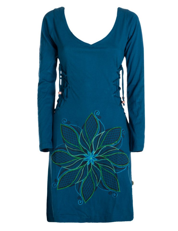 Vishes Minikleid Leichtes Langarmshirt-Kleid Damen Langarm Kleider Herbst Elfen, Hippie, Goa Style von Vishes