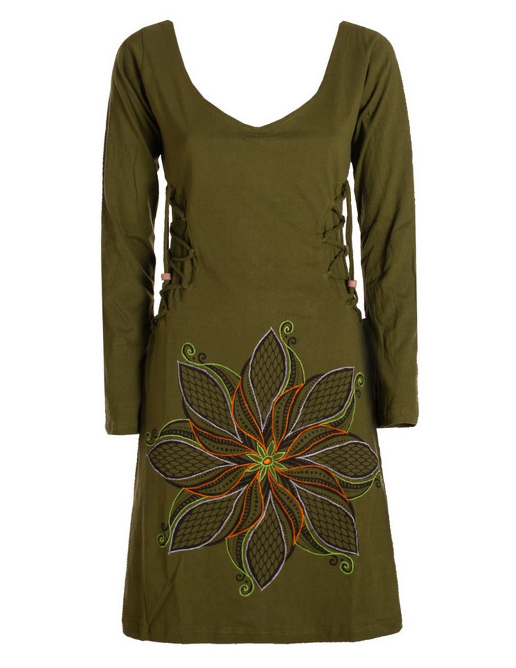 Vishes Minikleid Leichtes Langarmshirt-Kleid Damen Langarm Kleider Herbst Elfen, Hippie, Goa Style von Vishes
