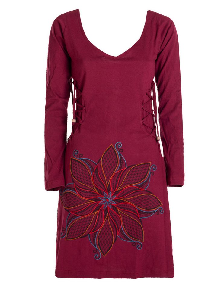 Vishes Minikleid Leichtes Langarmshirt-Kleid Damen Langarm Kleider Herbst Elfen, Hippie, Goa Style von Vishes