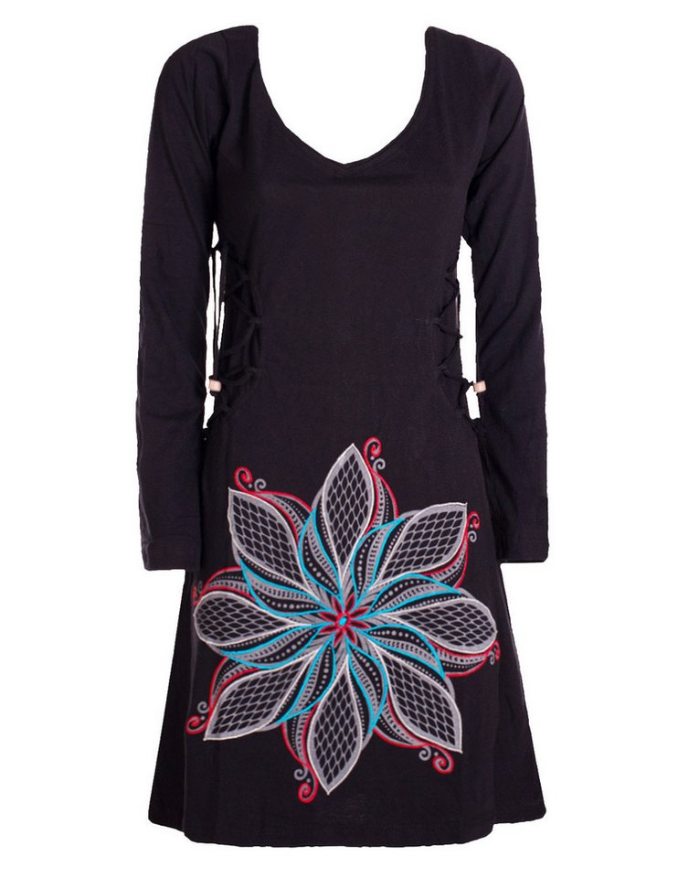 Vishes Minikleid Leichtes Langarmshirt-Kleid Damen Langarm Kleider Herbst Elfen, Hippie, Goa Style von Vishes