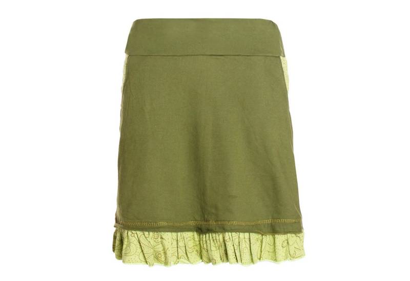 Vishes Minirock A-Linie Baumwolle Blumen-Muster elastischer Bund Stickerei und Taschen Alternative Bekleidung, Ethno, Hippie, Retro Style von Vishes