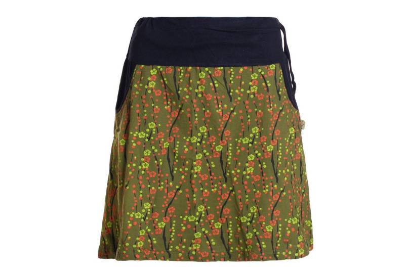 Vishes Minirock Baumwolle Blumen-Muster extra breiter Bund mit Kordel-Zug und Taschen Alternative Bekleidung, Ethno, Hippie, Retro Style von Vishes