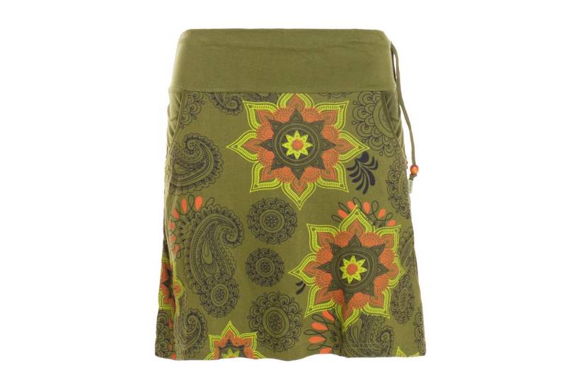 Vishes Minirock Damen Mini-Rock Baumwolle Blumen-Muster Drawstring-Bund mit Taschen Alternative Bekleidung, Ethno, Hippie, Retro Style von Vishes