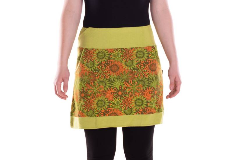 Vishes Minirock Damen Mini-Rock Baumwolle Blumen-Muster elastischer Bund mit Taschen Alternative Bekleidung, Ethno, Hippie, Retro Style von Vishes