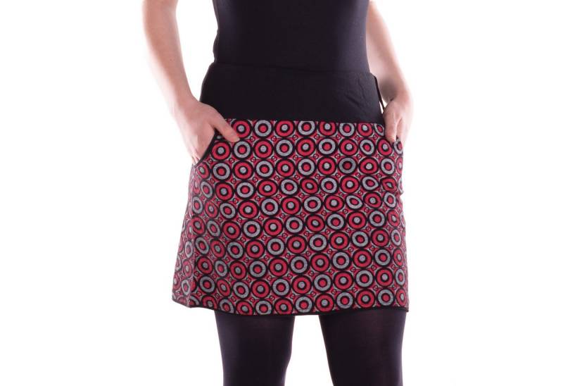 Vishes Minirock Damen Mini-Rock Baumwolle Kreise-Druck elastischer Bund mit Taschen Alternative Bekleidung, Ethno, Hippie, Retro Style von Vishes