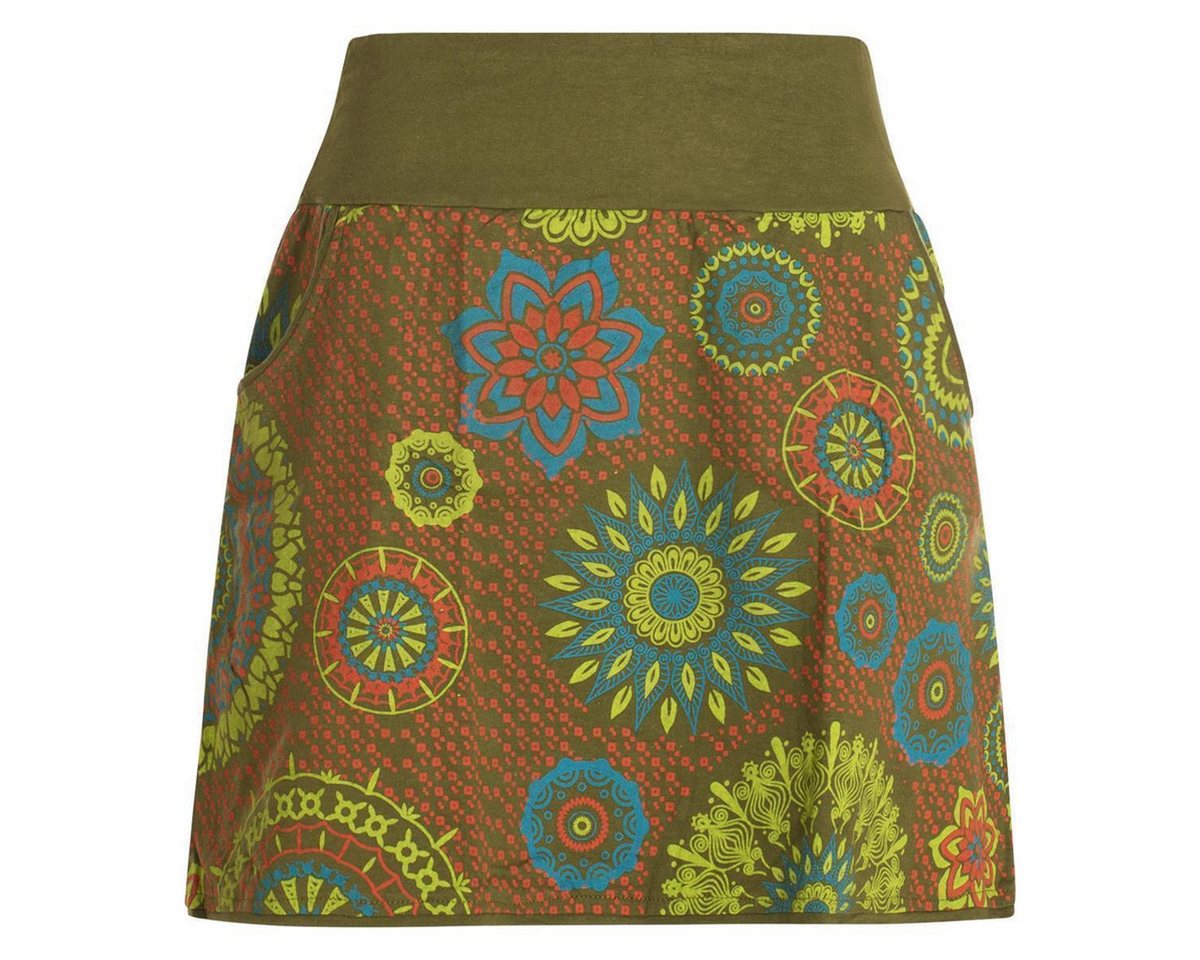 Vishes Minirock Kurzer Damen Baumwoll-Rock Bunt mit Mandalas und Blumen bedruckt Elfe, Hippie, Ethno Style von Vishes