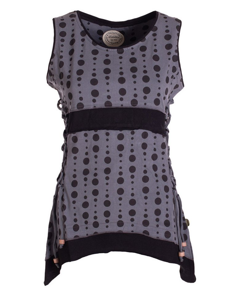Vishes Shirttop Damen Sommer-Top Zipfel-Top Punkte T-Shirt mit Bändern zum Schnüren Hippie, Goa, Guru Style von Vishes