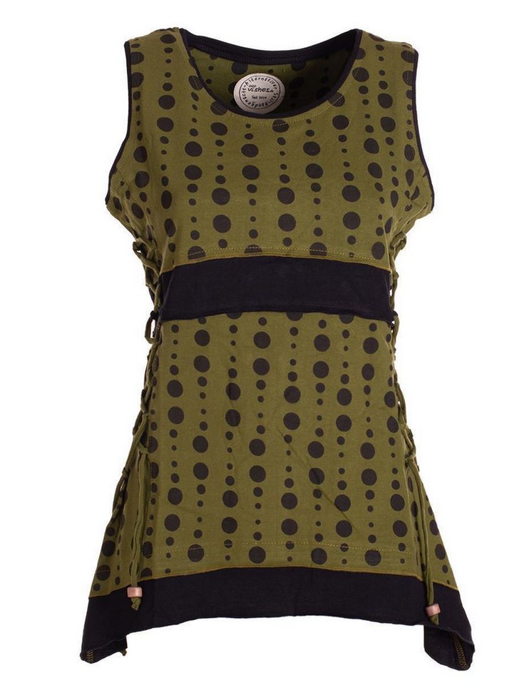 Vishes Shirttop Damen Sommer-Top Zipfel-Top Punkte T-Shirt mit Bändern zum Schnüren Hippie, Goa, Guru Style von Vishes
