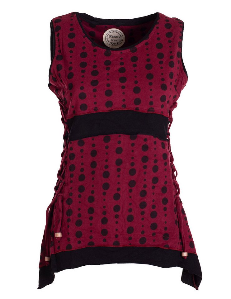 Vishes Shirttop Damen Sommer-Top Zipfel-Top Punkte T-Shirt mit Bändern zum Schnüren Hippie, Goa, Guru Style von Vishes