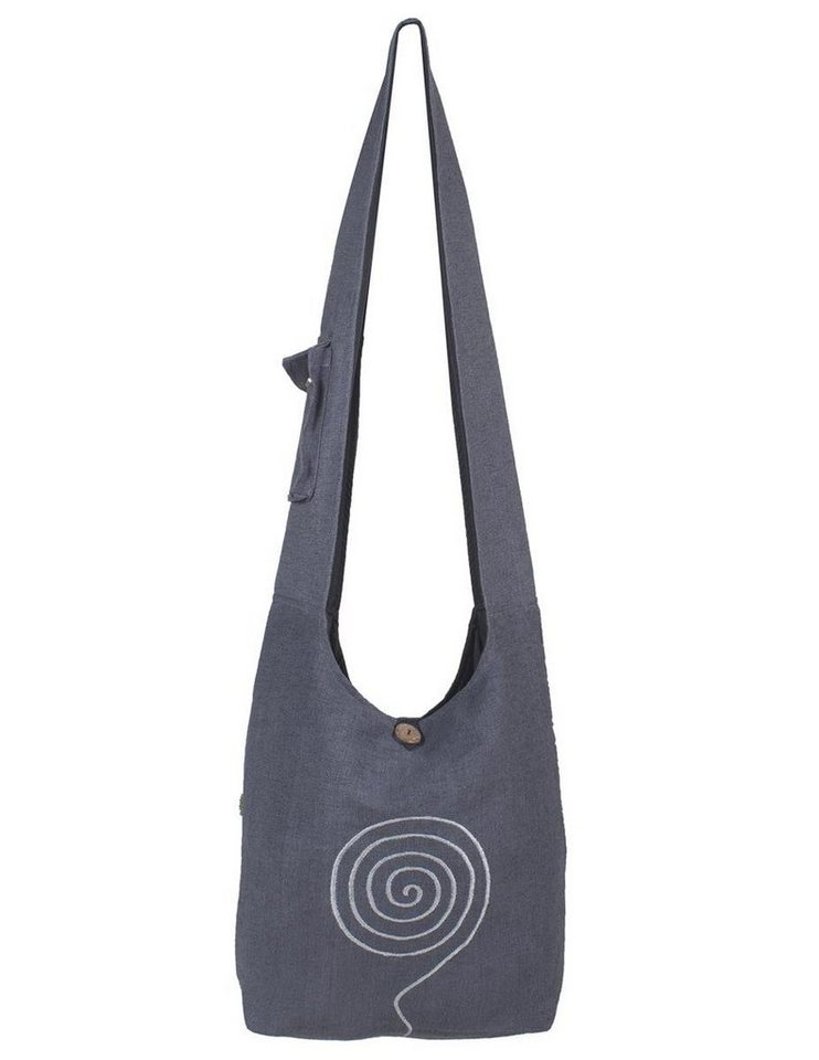 Vishes Shopper Umhängetasche mit aufgestickter Spirale, Beuteltasche, Einkaufstasche, Hippie Style von Vishes