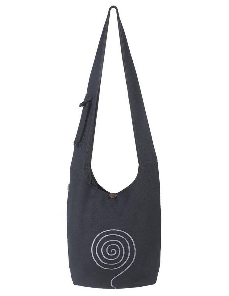 Vishes Shopper Umhängetasche mit aufgestickter Spirale, Beuteltasche, Einkaufstasche, Hippie Style von Vishes