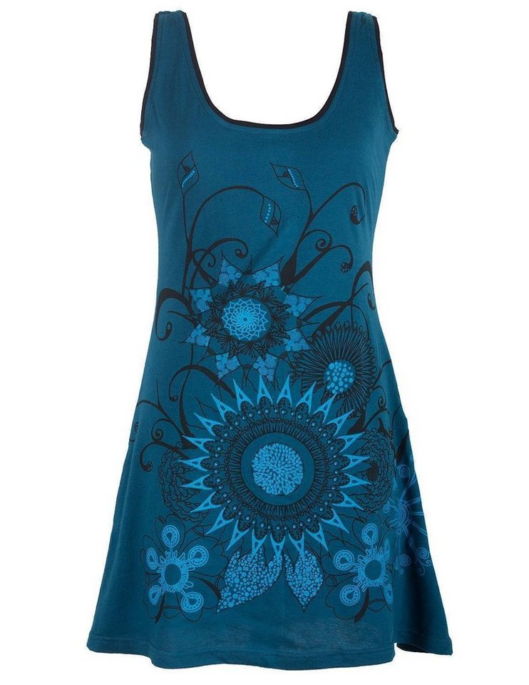 Vishes Sommerkleid Ärmelloses Blumenkleid mit weitem Ausschnitt Hippie, Ethno, Goa Style von Vishes