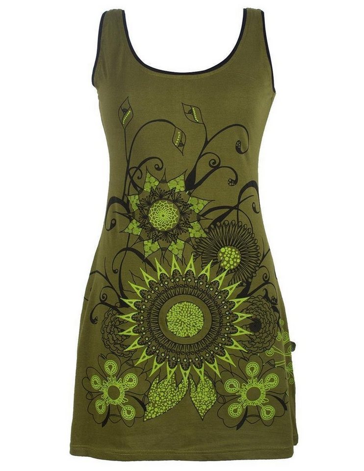 Vishes Sommerkleid Ärmelloses Blumenkleid mit weitem Ausschnitt Hippie, Ethno, Goa Style von Vishes
