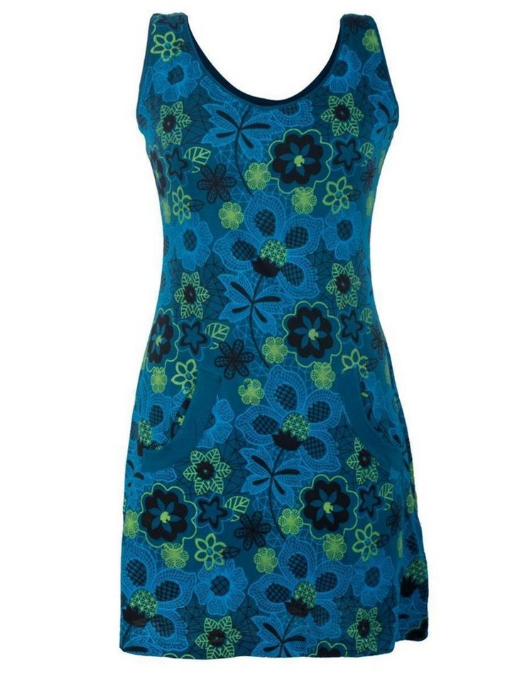 Vishes Sommerkleid Ärmelloses Blumenkleid aus Baumwolle bedruckt Hippie, Goa, Elfen Style von Vishes