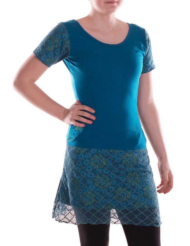 Vishes Sommerkleid Damen A-Linie Kleid Baumwolle Blumen-Muster mit Spitzenapplikationen Alternative Bekleidung, Ethno, Hippie, Retro Style von Vishes