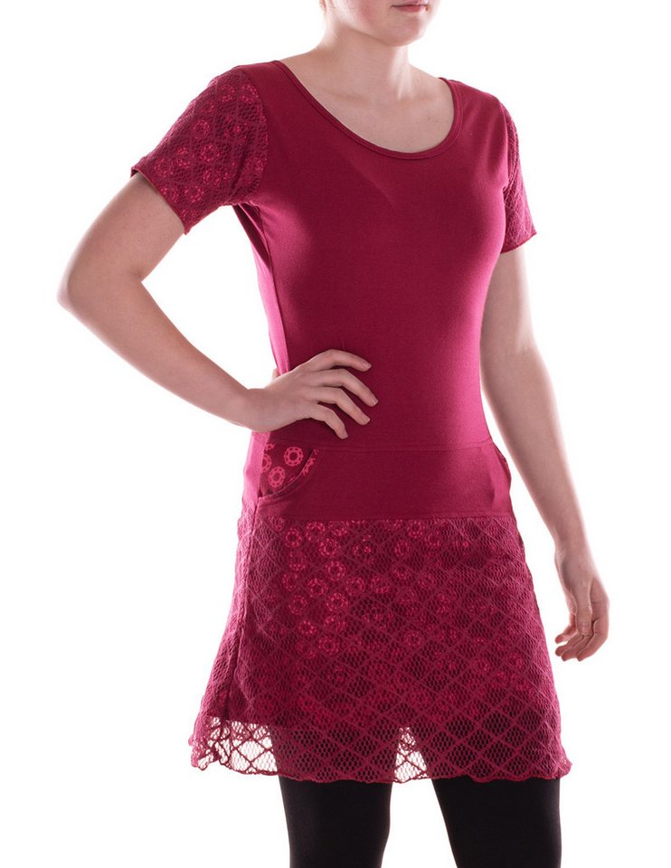 Vishes Sommerkleid Damen A-Linie Kleid Baumwolle Blumen-Muster mit Spitzenapplikationen Alternative Bekleidung, Ethno, Hippie, Retro Style von Vishes