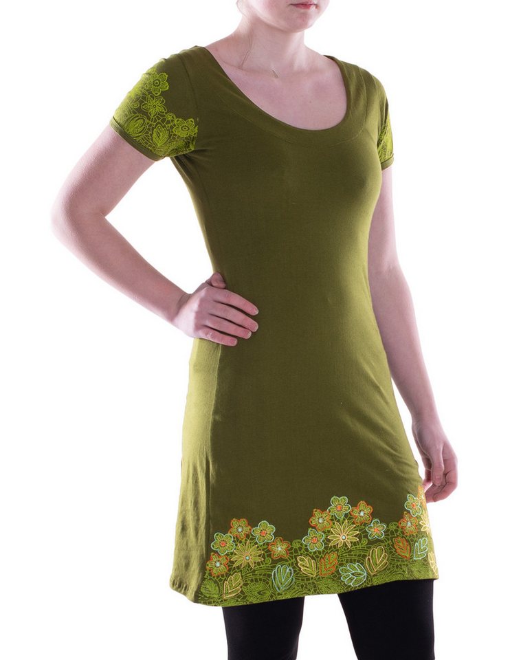 Vishes Sommerkleid Damen A-Linie Kleid Baumwolle Blumen-Muster mit Stickerei Alternative Bekleidung, Ethno, Hippie, Retro Style von Vishes