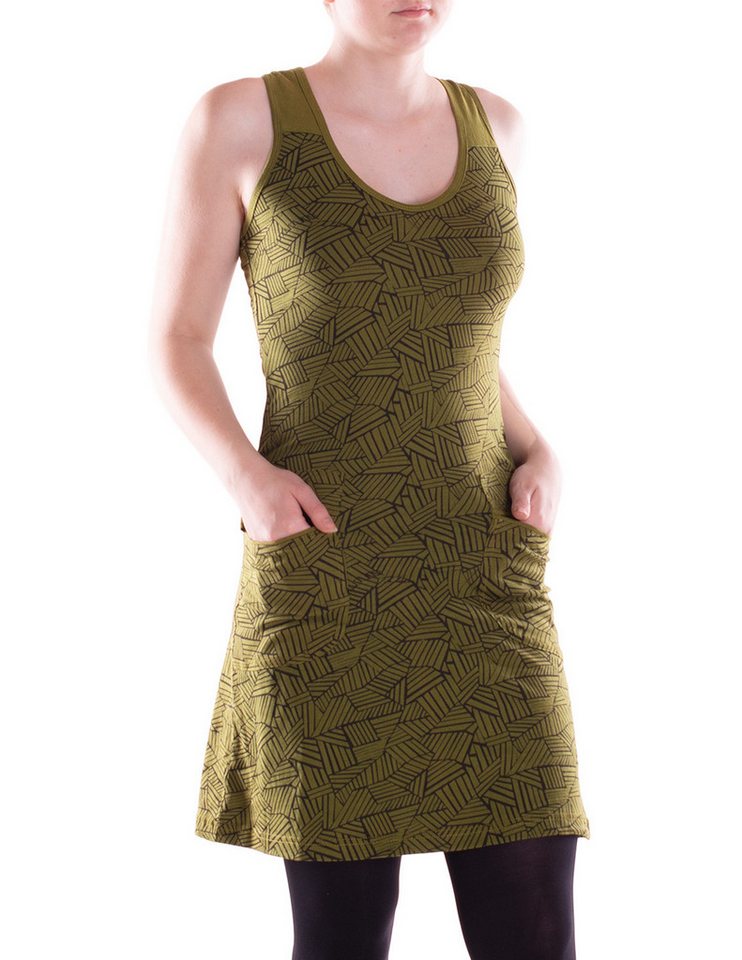 Vishes Sommerkleid Damen Kleid Baumwolle Geometrisch A-Linie mittlere Taille mit Taschen Alternative Bekleidung, Ethno, Hippie, Retro Style von Vishes