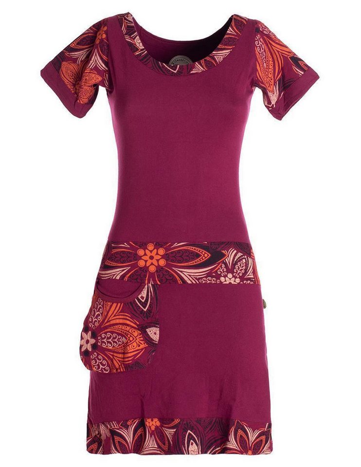 Vishes Sommerkleid Damen Sommerkleid Kurzarm Mini-Kleid Tunika-Kleid T-Shirtkleid Boho, Goa, Retro Style von Vishes