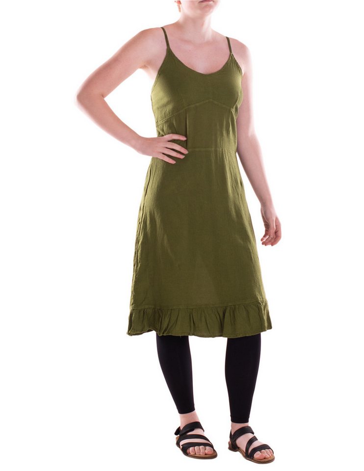 Vishes Sommerkleid Damen knielanges Kleid Baumwolle Casual ärmellos Spaghetti-Träger Alternative Bekleidung, Ethno, Hippie, Retro Style von Vishes