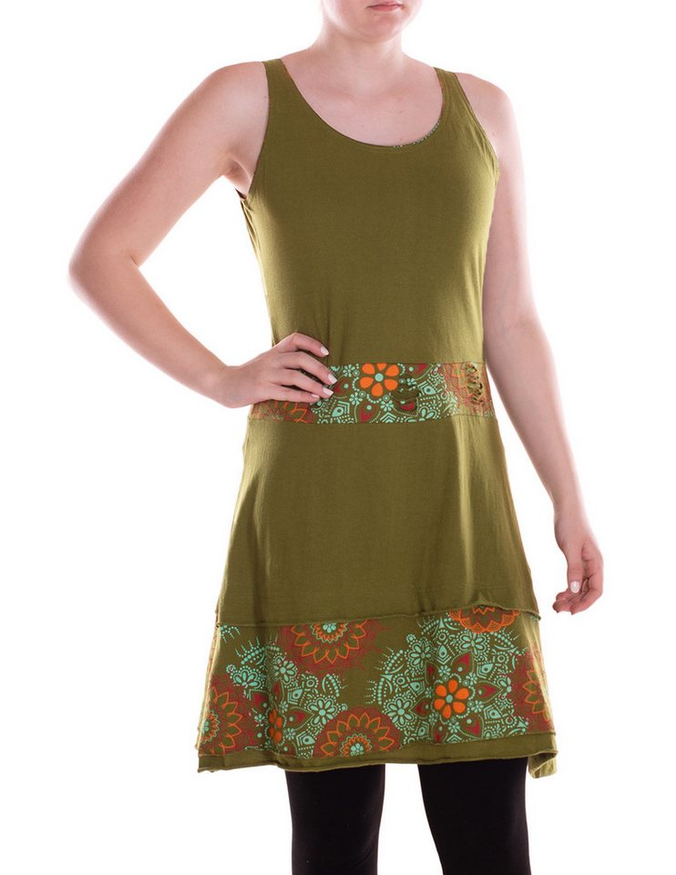 Vishes Sommerkleid Damen mittellanges Kleid Baumwolle Geometrisch A-Linie Alternative Bekleidung, Ethno, Hippie, Retro Style von Vishes