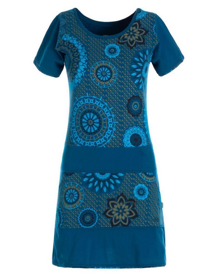 Vishes Sommerkleid Kurzarm Damen Sommer-Kleid Mini-Kleid Tunika-Kleid T-Shirtkleid Guru, Hippie, Ethno Style von Vishes