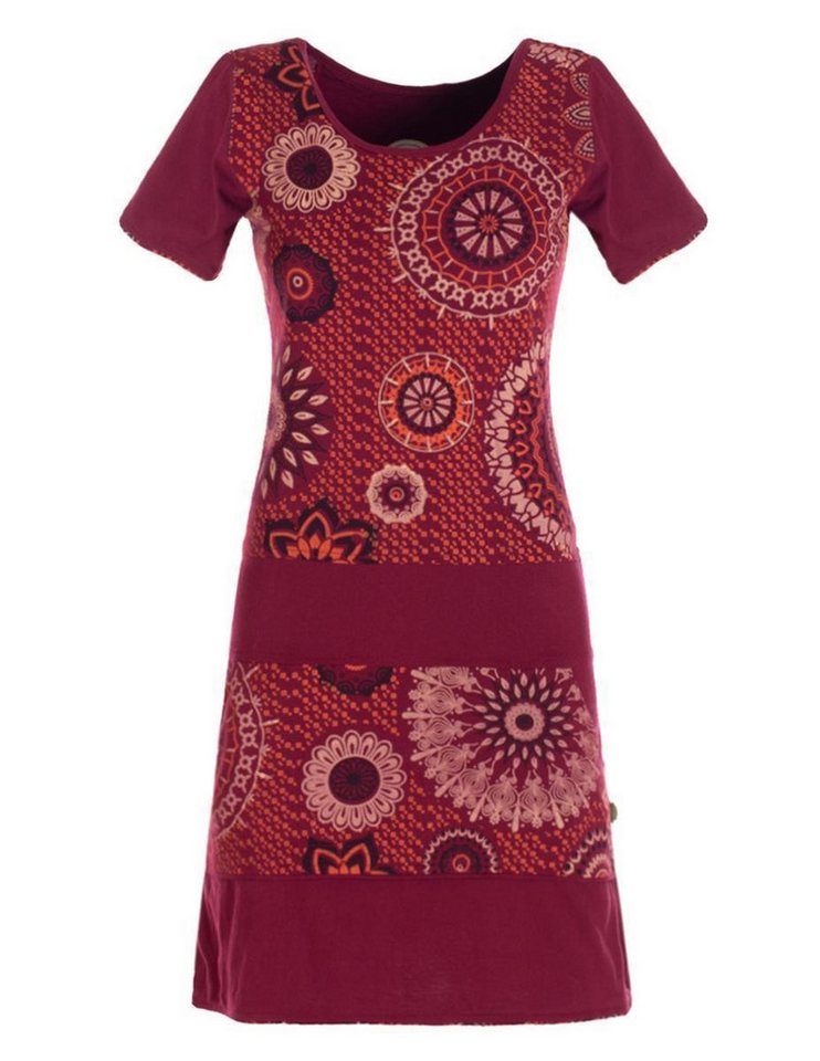 Vishes Sommerkleid Kurzarm Damen Sommer-Kleid Mini-Kleid Tunika-Kleid T-Shirtkleid Guru, Hippie, Ethno Style von Vishes