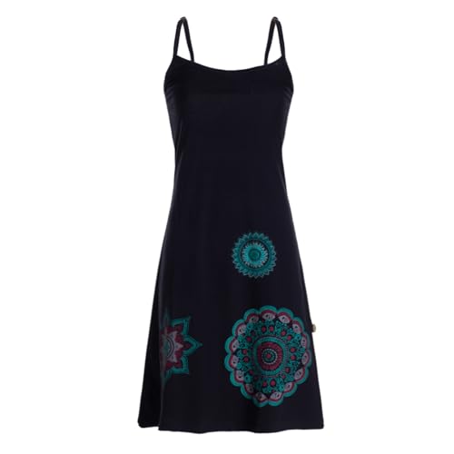 Vishes Spagettiträger Damen-Kleid in schwarz I Größe 3XL (46) I Handgefertigt aus 100% Baumwolle I Kleid mit verstellbaren Träger I Ideal für Sommer I Nachhaltige Alternative Bekleidung von Vishes