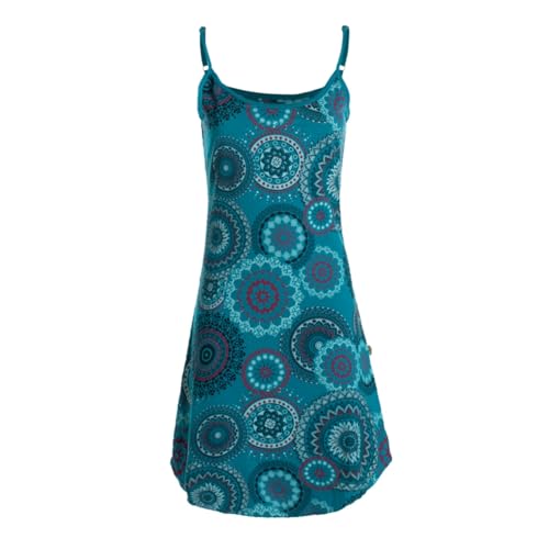 Vishes Spagettiträger Damen-Kleid in türkis I Größe 3XL (44) I Handgefertigt aus 100% Baumwolle I Kleid mit verstellbaren Träger I Ideal für Sommer I Nachhaltige Alternative Bekleidung von Vishes
