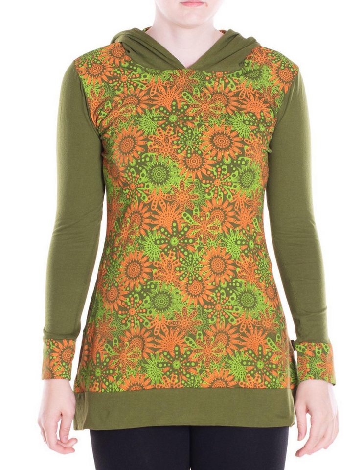 Vishes Sweater Bedruckter Hoodie Pullover Tunika mit Kapuze und Taschen Alternative Bekleidung, Ethno, Hippie, Retro Style von Vishes