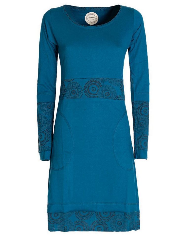 Vishes Tunikakleid Damen Langarm Longshirt-Kleid Sweatkleid Shirt-Kleid Tunika-Kleid Hippie, Guru, Retro Style von Vishes