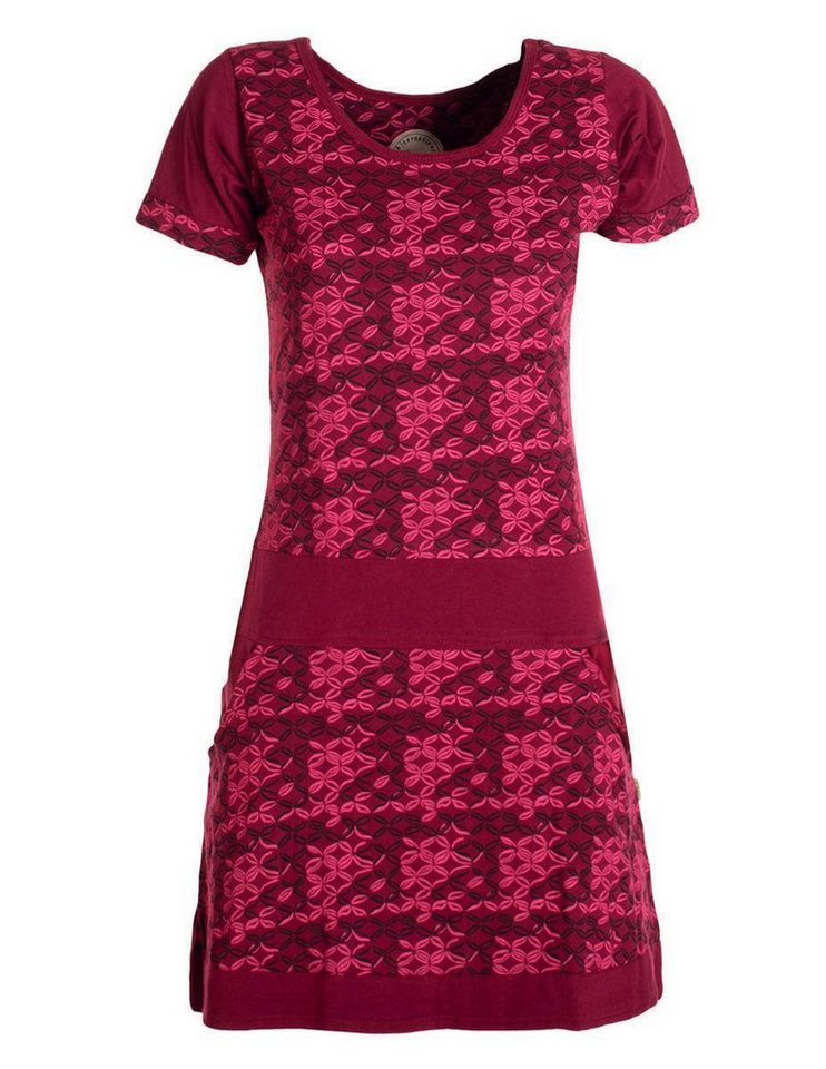 Vishes Tunikakleid Damen Longshirt-Kleid kurzarm Mini-Kleid Tunika-Kleid T-Shirtkleid Boho, Goa, Retro Style von Vishes