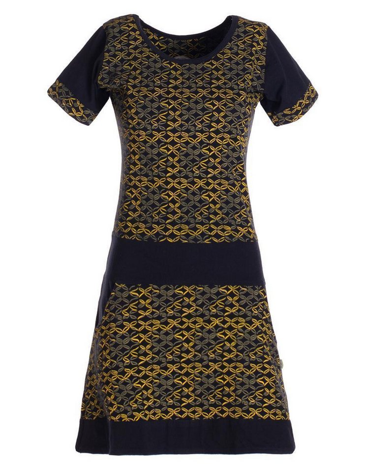 Vishes Tunikakleid Damen Longshirt-Kleid kurzarm Mini-Kleid Tunika-Kleid T-Shirtkleid Boho, Goa, Retro Style von Vishes