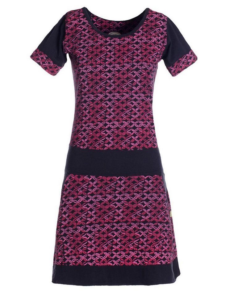 Vishes Tunikakleid Damen Longshirt-Kleid kurzarm Mini-Kleid Tunika-Kleid T-Shirtkleid Boho, Goa, Retro Style von Vishes