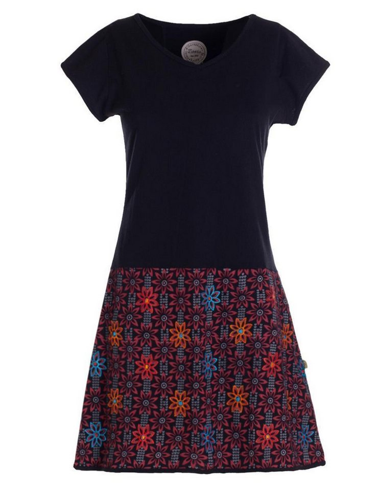 Vishes Tunikakleid Damen Sommerkleid Kurzarm Blumen-Kleid Tunika-Kleid T-Shirtkleid Boho, Goa, Guru Style von Vishes