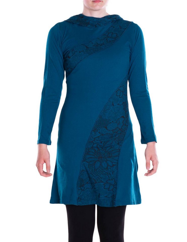 Vishes Tunikakleid Damen Spitzen-Kleid Blumen-kleid Lang-arm Rundhals Kapuzenkleid Hippie, Ethno, Alternative Bekleidung von Vishes