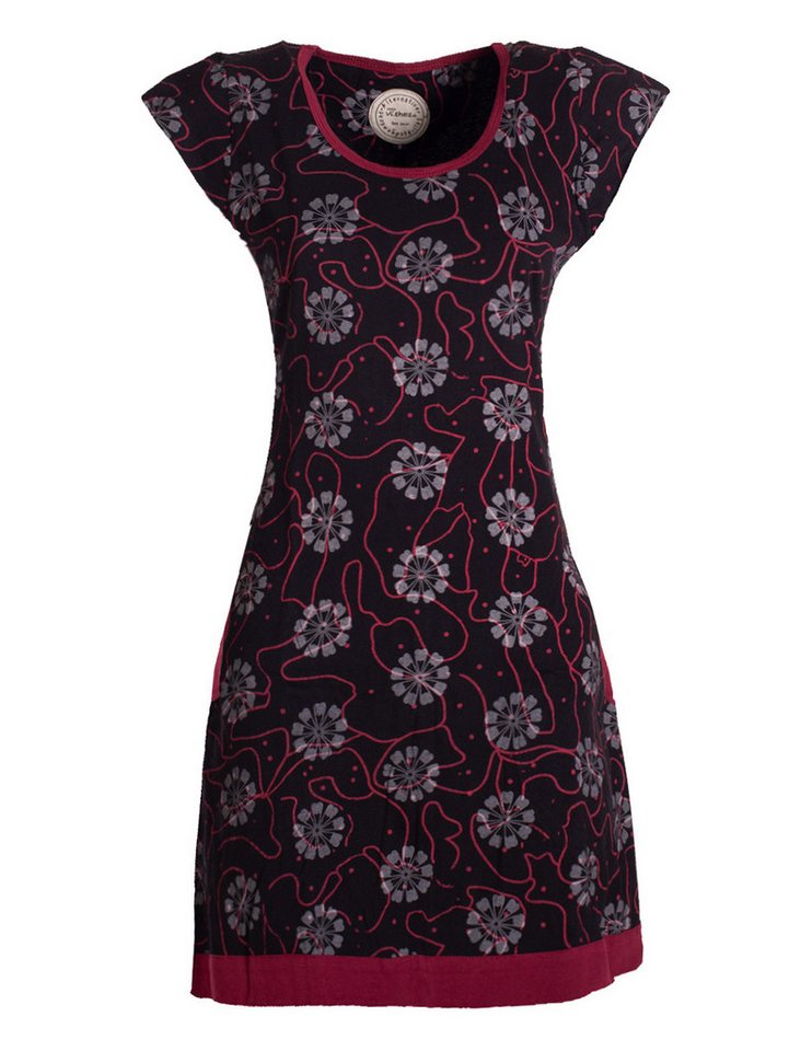 Vishes Tunikakleid Damen kurzarm Longshirt-Kleid Mini-Kleid Tunika-Kleid Shirt-Kleid Hippie, Retro Style von Vishes