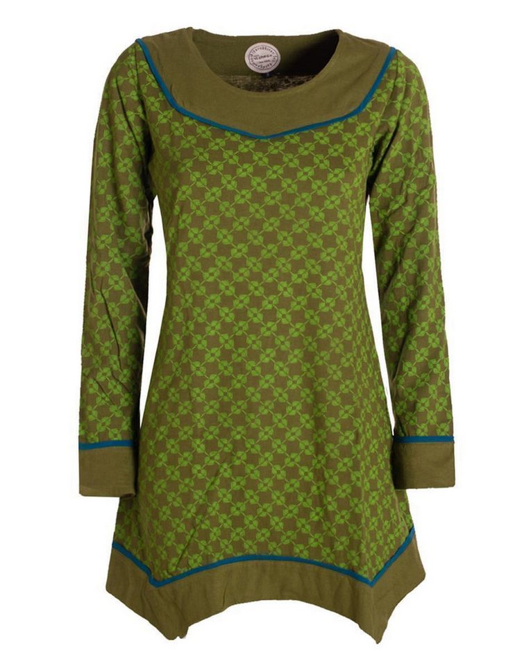 Vishes Tunikakleid Langarm Damen Tunika Shirt-Kleid Ethno Zipfel-Bluse Blusenkleid Elfen, Hippie, Boho Style von Vishes