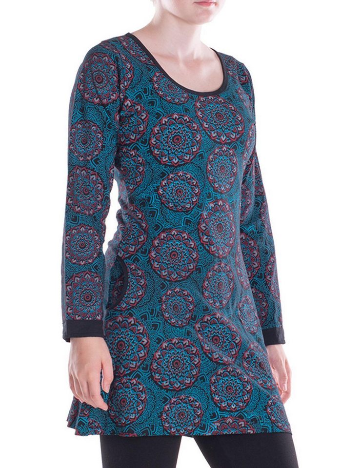 Vishes Tunikakleid Leichtes Langarmshirt-Kleid Damen Kleider Langarm Tunika retro Elfen, Hippie, Alternative Bekleidung von Vishes