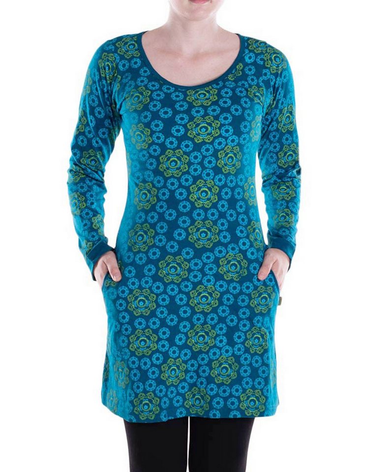 Vishes Tunikakleid Leichtes Langarmshirt-Kleid Damen Langarm Kleider retro 70er 80er Elfen, Hippie, Goa Style von Vishes
